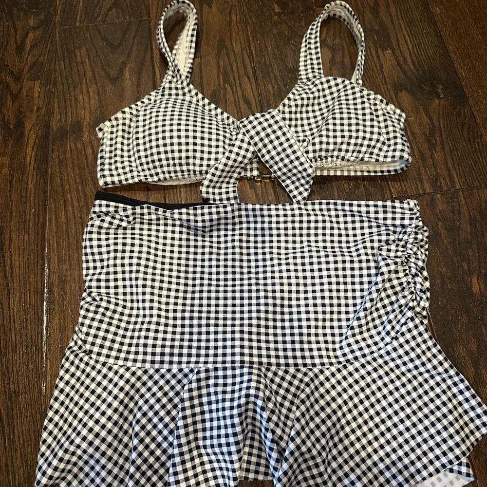 Tommy Bahama Black and White Gingham Swim Set